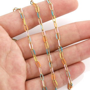 European American Style Enamel Oval <b>Chain</b> Stainless Steel Cross <b>Chain</b> For DIY Necklace <b>Waist</b> <b>Chain</b> Clothing Bag Accessory - Product Image 3