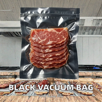 Sac sous vide noir en PE/PA à trois soudures latérales de qualité alimentaire pour saucisses, jambon, viande, aliments pour bébés, avec compression et élimination de l'air