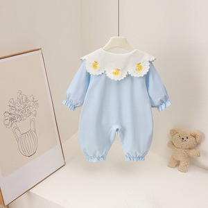 Novedad de Primavera-Verano, Mono de Algodón con Cuello de Volantes y Estampado Floral Pequeño para <span class=keywords><strong>Bebés</strong></span> Niñas, Estilo Instagram - Product Image 4