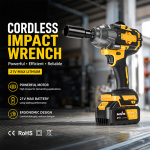 Clé à chocs industrielle sans fil 21V, couple élevé, moteur sans balais, batterie lithium-ion, 1/2 pouce, avec douilles, mallette, pour <span class=keywords><strong>voiture</strong></span>, camion, bricolage domestique, 800 - Product Image 2