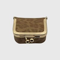 Mini boîte à bijoux vintage à fermoir Kiss Lock en tissu floral, petite pochette portable pour bagues et boucles d'oreilles avec poche intérieure à bouton-pression, unisexe