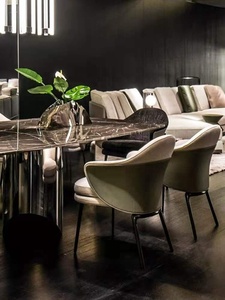 <span class=keywords><strong>Fauteuil</strong></span> avec pièces en tissu rembourré et jambes en acier et cuir, salle <span class=keywords><strong>de</strong></span> séjour, nouvelle collection moderne, pour cuisine et salle à manger - Product Image 5