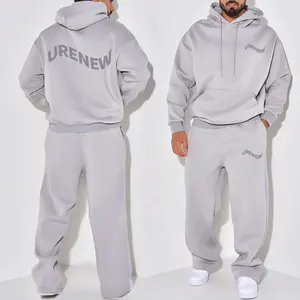 Trajes de sudor con logotipo bordado personalizado Unisex Slim Fit Sweatsuits Jogger Set Chándal para hombres Pantalones de chándal y conjunto con capucha