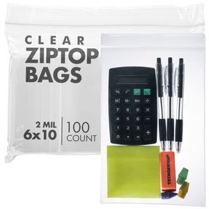 Bolsas Transparentes con Cierre Hermético 6x10 2 Mil, Reutilizables, de Plástico, para Almacenamiento de Alimentos, Manualidades, Ferretería y Artículos Diversos - Product Image 1