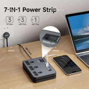 Anh mở rộng ổ cắm tổng thể chuyển đổi 13A hợp nhất cắm điện dải 4 USB kiểm soát tường ổ cắm điện 5m cáp quá tải bảo <span class=keywords><strong>v</strong></span>ệ <span class=keywords><strong>3</strong></span> - Product Image 3
