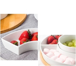 الشمال الإبداعية الفاخرة منضدة دوارة تصميم السيراميك الحلوى الجافة طبق فاكهة وجبة خفيفة طبق تقديم - Product Image 4