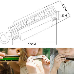 Mini armónica de 4 agujeros con 8 tonos de armónica, collar y cadena para llaves, para la boca, regalo - Product Image 4