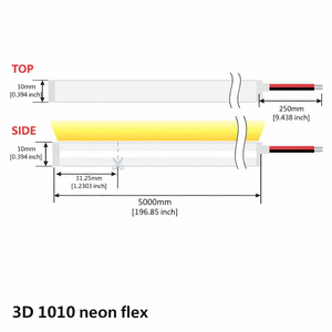 Tira de LED Flexible de Neón 3D de 10*10mm, Color Blanco, 24V, IP67 Impermeable, CRI>90, Suministro de Fábrica - Product Image 3