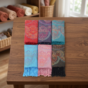 ผ้าคลุมไหล่ยาวหลากสี ดีไซน์ล่าสุดจาก CRAFTSHUB สำหรับผู้ใหญ่ รุ่น Shawl-04 ขนาด 70*200 ซม. ลายดอกไม้ ผลิตจากรัฐราชสถาน - Product Image 3