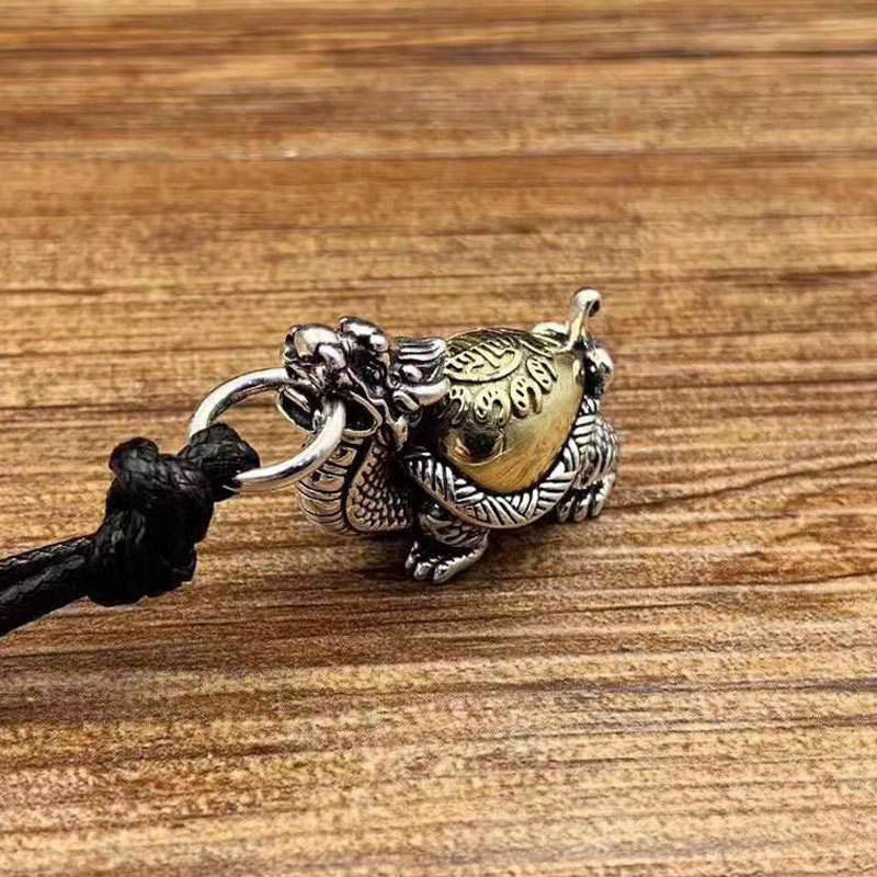 Sterling Silver Turtle Pendant Men's Feng Shui Necklace Pendant