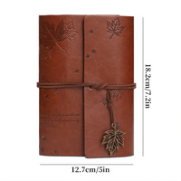 Cuaderno de Viaje Portátil Retro de Alta Calidad A6 con Tapa Dura de Hoja de Arce, Logotipo Personalizado Estampado, Hojas Sueltas, Papel Color Marfil, Cosido, 160 PU