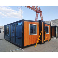 Maison conteneur extensible à double aile, 2 chambres, 1 salon, maison de démarrage avec revêtement de sol SPC en plastique et pierre, étanche, Yuhong