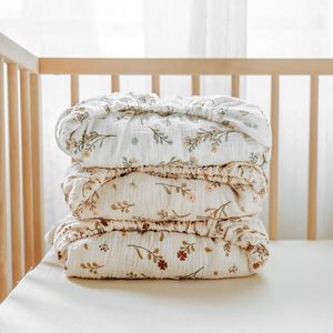 Set di Lenzuola con Angoli in Garza di Cotone Stropicciato a Doppio Strato Traspirante, Copertura per Culla Floreale Completamente Avvolgente - Product Image 5
