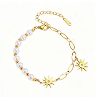 Pendentifs Perle Soleil, Chaîne Irrégulière Exquise, Bracelets Délicats en Acier Inoxydable, Ornements Nobles, Bijoux en Gros TGSL5812