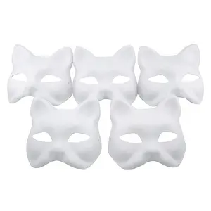 halloween diy Paintable Cosplay Accessories Party Masquerade Costume blank face paper craft cat masks