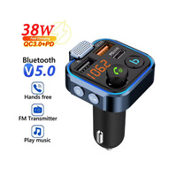 Transmetteur FM universel pour véhicule 12V-24V BT V5.0 Lecteur MP3 PD20W et QC3.0 Charge rapide Appels téléphoniques mains libres