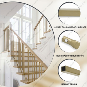 Thiết kế hiện đại vàng wrought sắt lục bình cầu thang lan can Hollow trang trí cầu thang trục chính lan can & tay vịn - Product Image 2