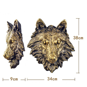 Gran Oferta personalizada 3D cabeza de Lobo dorado pared arte escultura Metal hogar colgante Animal decoración al por mayor personalizado 3D pared arte esculturas - Product Image 6