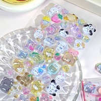 Pegatinas 3D en relieve de epoxi transparente al por mayor, mini pegatinas de animales Kawaii con purpurina en forma de cúpula para diario, funda de teléfono, manualidades DIY