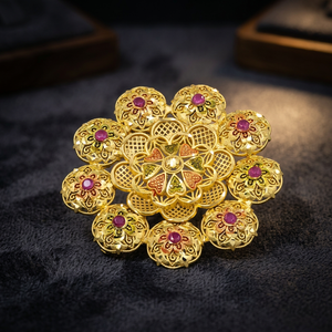 Wholesale 14K18K24K Micron Gold Plated Forming Saree <b>Pin</b> Fashion <b>Brooches</b> Traditional Dubai Style Bridal <b>Brooches</b> or Saree <b>Pins</b> - Product Image 6