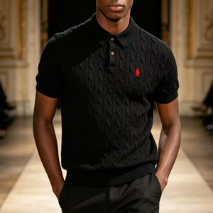 Polo tricoté pour homme, <span class=keywords><strong>nouvelle</strong></span> collection printemps-été, pull polo à manches courtes, t-shirt décontracté LAPPl pour homme - Product Image 5