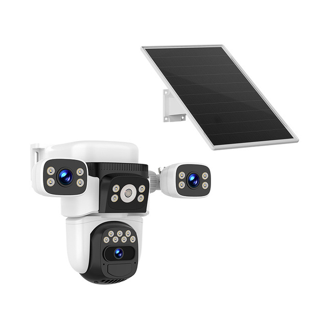 Best COSFLOW VFLOW Solar Security Camera 12MP 4G Four Lens 4 Screens 10X Optical Zoom PTZ Full Color Night Vision Built-in Mic