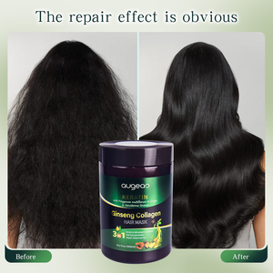 Augeas, venta al por mayor, tratamiento a base de hierbas para el cuidado del cabello, reparación dañada, antiencrespamiento, queratina suave, Ginseng, colágeno, mascarilla para el cabello rizado - Product Image 4