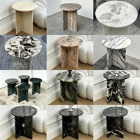 Table d'appoint en marbre naturel sur socle bas, sur mesure, style moderne, pour appartement, villa, hôtel, salon
