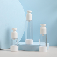 Bouteille à pompe à lotion transparente rechargeable Crème 15ml 30ml 50ml Plastique AS Bouteille sans air pour emballage cosmétique