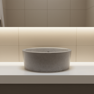 Lavabo de Mármol Gris para Baño, 15.7"x5.9", Ovalado, Montado en Encimera, Diseño Rústico - Product Image 2