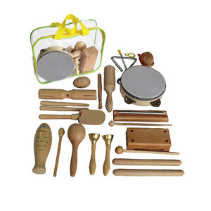 Wholesale Wooden Percussion <b>Instrument</b> Set With Tambourine Maraca Castanet Sound Tube For Kids <b>Music</b> Education And Play - Product Image 1