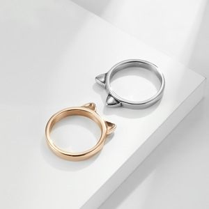 Cao Đánh Bóng Rose Gold 3Mm Hẹp Pinky Vòng Chất Lượng Tốt Thép Không Gỉ Động Vật Chủ Đề Dễ Thương Mèo Tai Nhẫn Cho Phụ Nữ Cô Gái <span class=keywords><strong>2025</strong></span> - Product Image 3