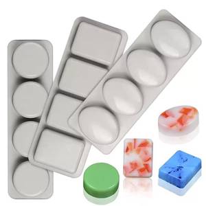 MUYULINS factory 4-cavity round oval cuboid shape maker LFGB platinum non-stick BPA-free <b>silicone</b> soap mold - Product Image 1