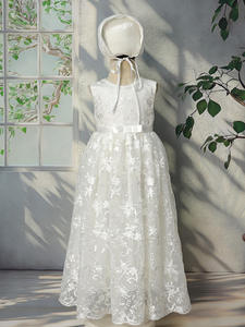 Abito <span class=keywords><strong>da</strong></span> Principessa Bianco in Pizzo per Bambine con Cuffietta, Vestito Formale per Cerimonie, Personalizzabile, Vendita all'Ingrosso - Product Image 6