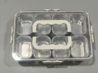 Verwijderbare luchtdichte snackbox, transparante organizer met deksel & handvat voor fruit, snacks, snoep, noten, 8 of 4-delige serveerschaal
