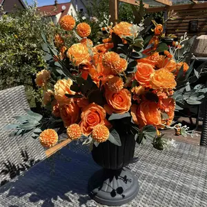 IFGホットセールユニークなバーントオレンジウェディング造花ローズ牡丹アレンジメントの装飾