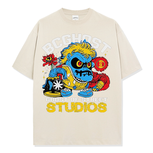 T-shirt ample à manches courtes en pur coton tricoté épais 280g anti-boulochage, style tendance de la <span class=keywords><strong>marque</strong></span> <span class=keywords><strong>DG</strong></span> American Hip-Hop Rock Band, collection High Street - Product Image 4