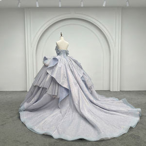 Vestido de Fiesta de Quinceañera Lsmc93 Rosa con Apliques de Cuentas, Organza, Cintura Natural, Encaje - Product Image 3