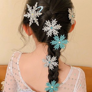 Barrettes à cheveux en forme de flocon de neige en cristal brillant, barrettes latérales en strass, style princesse, accessoires pour cheveux pour filles, fête, vacances - Product Image 4