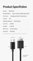 Câble USB-C vers USB 3.0 Micro B haute vitesse avec blindage tressé, transfert de données 5 Gbps pour disques durs externes et ordinateurs