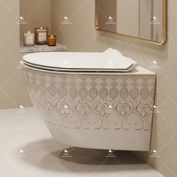 WC mural intelligent sans rebord, design rectangulaire et carré, pour salle de bain chinoise, collection Dubai Gold
