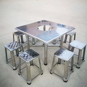 Table de dîner carrée détachable portative d'acier inoxydable Table de fourneau de charbon de bois pour le BBQ de marmite de restaurant de ménage commercial - Product Image 6