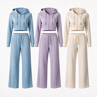 Ensemble décontracté 2 pièces pour femme : veste courte à capuche et pantalon de survêtement taille haute à jambes larges, style Y2K Streetwear, vente en gros