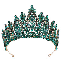 Tiara de Boda Barroca Europea-Americana al por Mayor, Corona Nupcial de Aleación con Cristales y Diamantes Incrustados