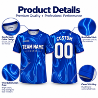 Maillot de football personnalisé bleu profond à effet tourbillon, sublimation par transfert thermique, séchage rapide, respirant, tenue d'équipe personnalisée pour clubs amateurs