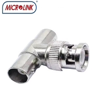 Accessoires CCTV - Connecteur coaxial RF à visser - Adaptateur BNC en T 3 voies - 1 femelle mâle vers 2 femelles