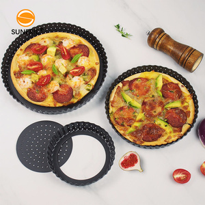 <span class=keywords><strong>Teglia</strong></span> Rotonda per Torte e Pizza con Fondo Removibile, in Acciaio al Carbonio Perforato per Forno - Product Image 2