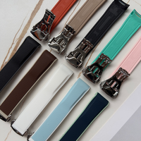 Correa de Reloj de Silicona de Dos Tonos con Hebilla Desplegable para Omega-Swatch Planetary de 20 mm, Correa de Reloj de Goma con Extremo Curvo Resistente al Agua