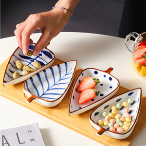 Assiette en céramique japonaise unique en forme de feuille pour <span class=keywords><strong>restaurant</strong></span> sushi assiette spéciale pour sauces fruits desserts et noix - Product Image 6