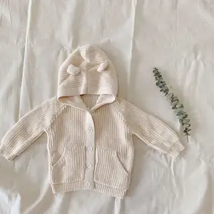 2023 Kinder Baby Babi Süße Neugeborene Bär Strickjacke Pullover Mädchen Pullover Kleines Kind Kapuzen mantel